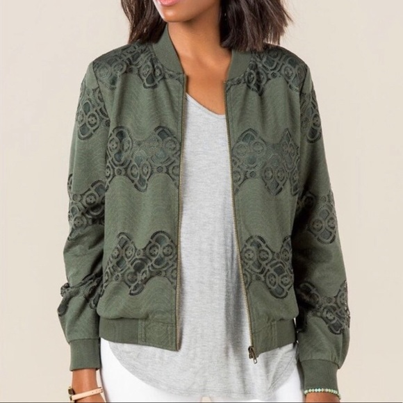 Francesca's Monterey Lace Bomber Jacket - Picture 1 of 3